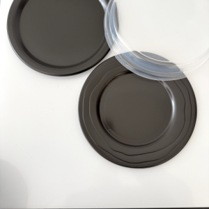 Assiette de présentation noire et couvercle Platipack