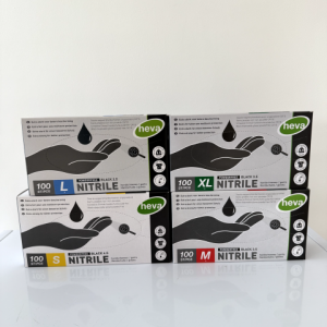 Gant nitrile noir du S au XL - Boite de 100